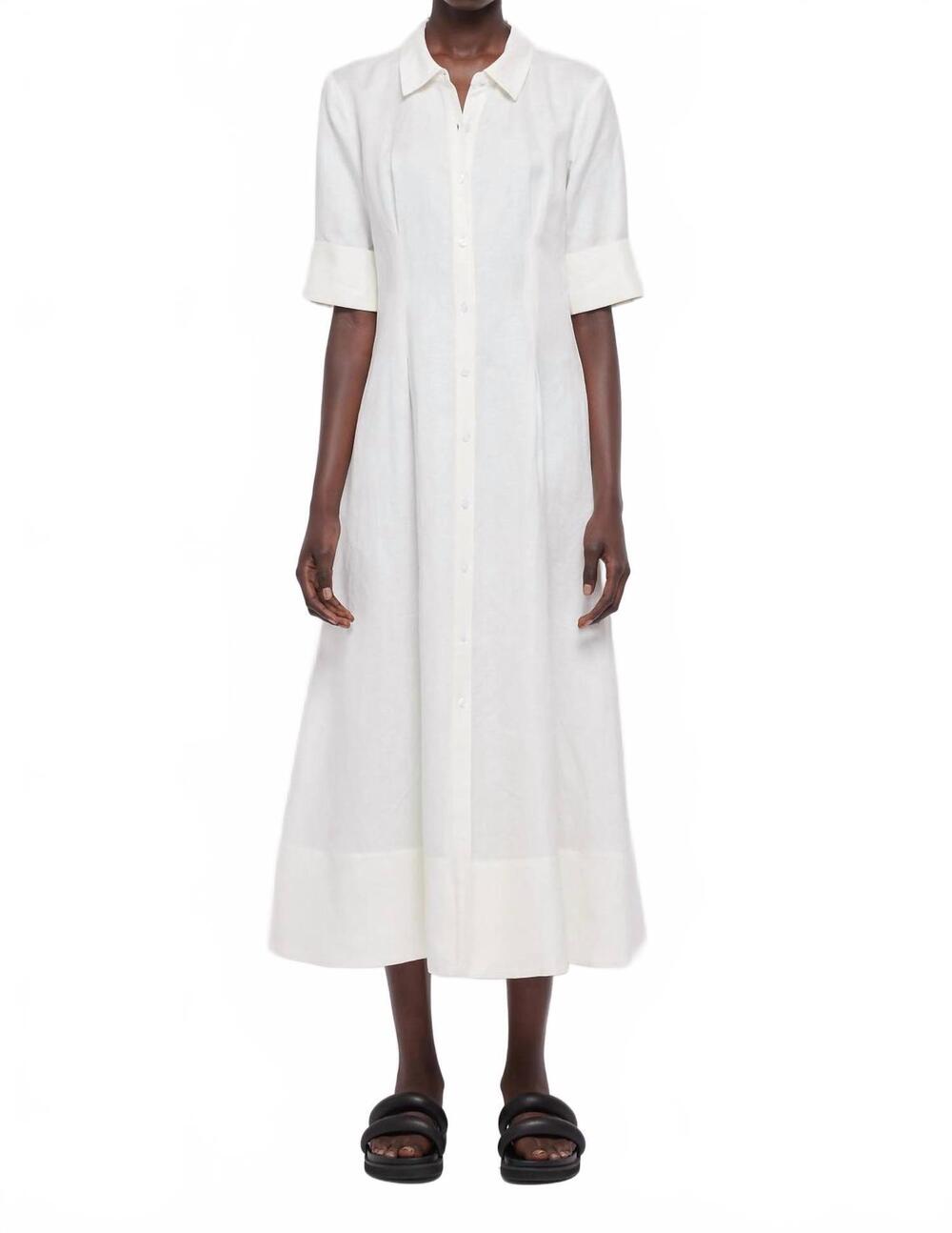NEW SIMKHAI claudine midi shirt dress in white